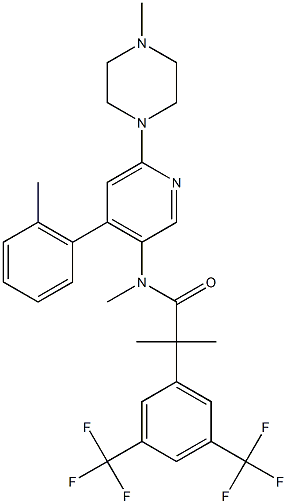 2-[3,5-біс(трифторметил)феніл]-N,2-диметил-N-[4-(2-метилфеніл)-6-(4-метилпіперазин-1-іл)піридин-3-іл]пропанамід
