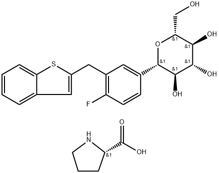 L-пролін компд. з (1S)-1,5-ангідро-1-C-[3-(бензо[b]тіен-2-ілметил)-4-фторфеніл]-D-глюцитолом (1:1)